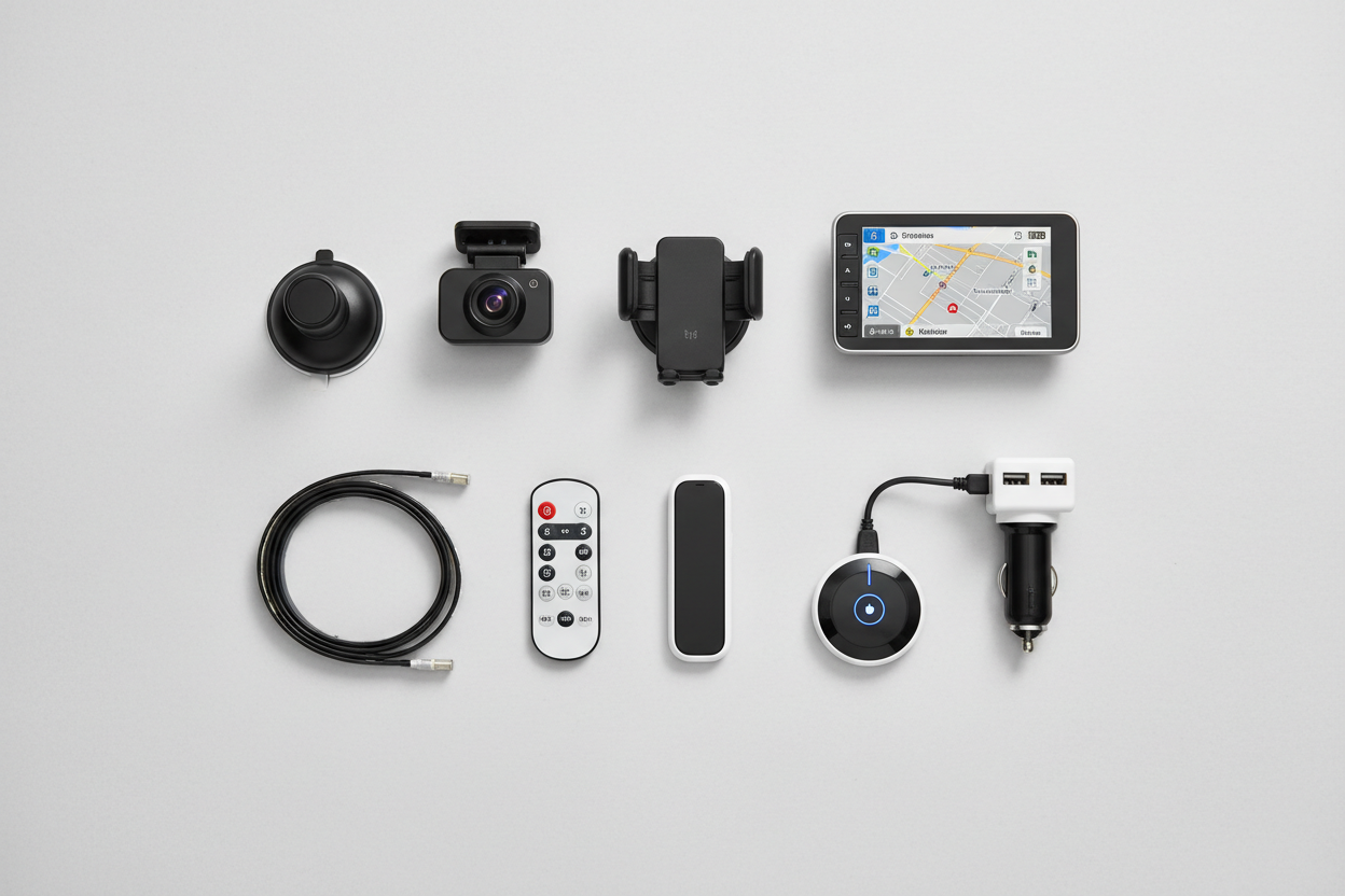 Car Gadgets Flat Lay